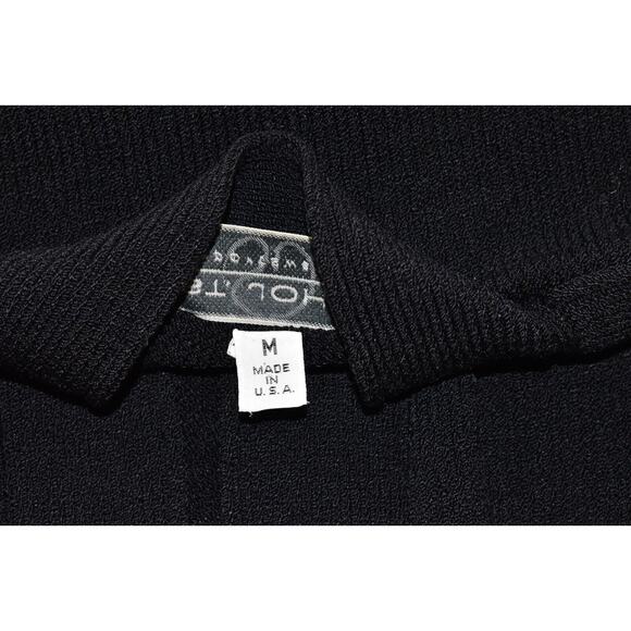 B4 Auth ST JOHN SPORTSWEAR Black Santana Knit Open Front Cardigan Sweater Size M - Picture 7 of 8